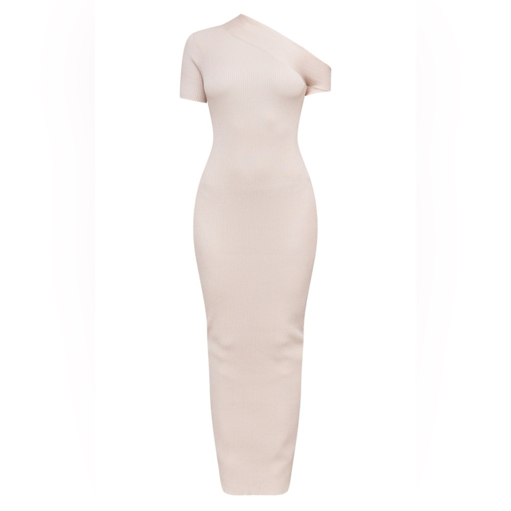 PrettyLittleThing Cream Knit Dress